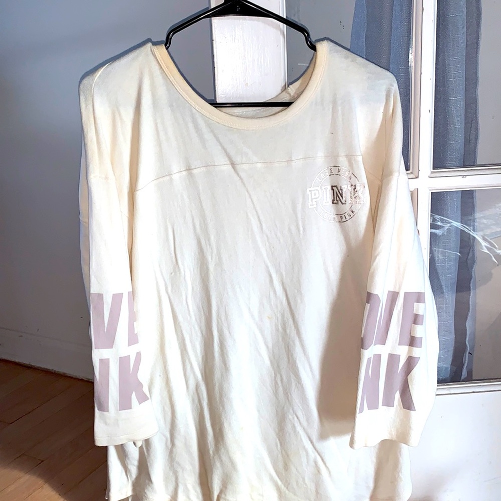 LARGE Cream Victoria Secret Pink Tee